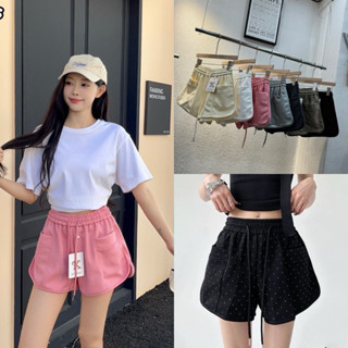 Gang_jeans#1025(K)กางเกงขาสั้น กระเป๋า2ข้างแต่ง กลิตเตอร์เพร…