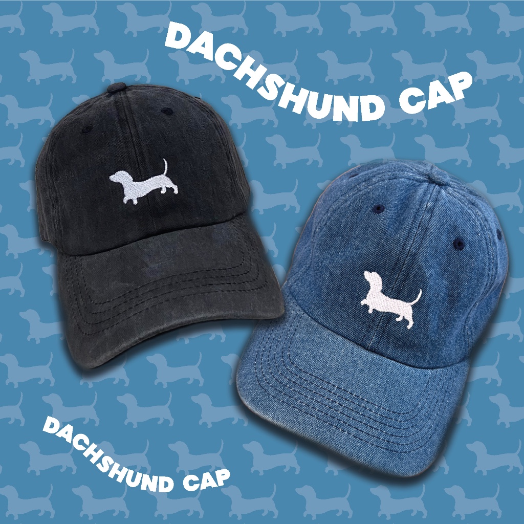 dachshund cap หมวกดัชชุน ผ้ายีนส์ squatjumpclub