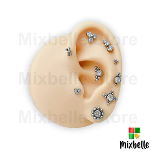 จิวสแตนเลสแท้ 316L ใส่ Helix, Flat, Conch ไม่ลอก ไม่ดำ สำหรับผิวแพ้ง่าย Earrings [รหัส GD2]