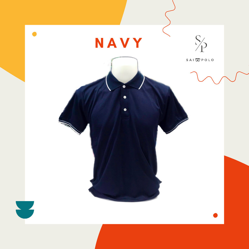เสื้อโปโล ผู้ชายไม่มีโลโก้ สีกรม (NAVY) เนื้อผ้า UV TECH ผ้านิ่ม ใส่สบาย ผ้าไม่เป็นขุย ยับยาก รีดง่าย BY SAI POLO