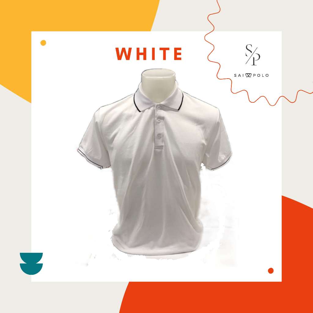 เสื้อโปโล ผู้ชายไม่มีโลโก้ สีขาว (WHITE) เนื้อผ้า UV TECH ผ้านิ่ม ใส่สบาย ผ้าไม่เป็นขุย ยับยาก รีดง่าย BY SAI POLO