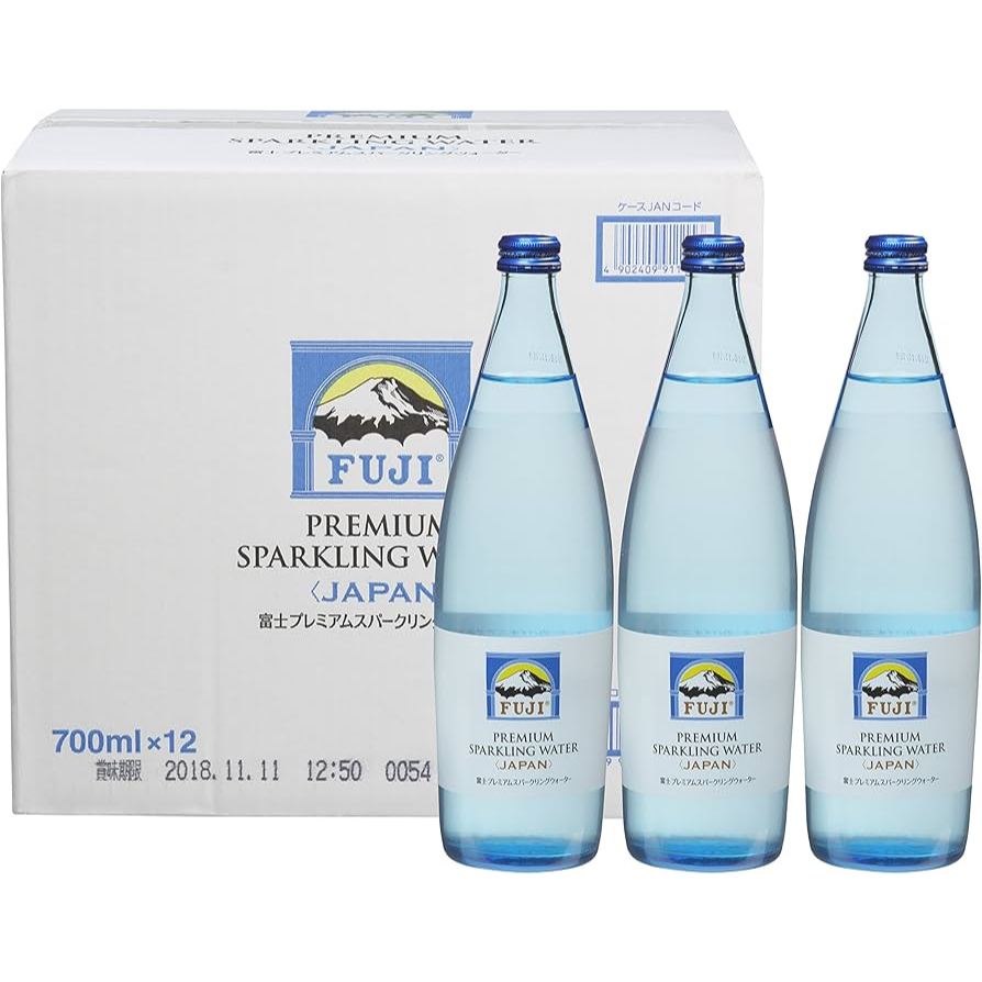 ส่งฟรี พร้อมส่ง Fuji Mineral Sparkling Water Glass 700 ml. 12 bottle น้ำแร่จากภูเขาไฟฟูจิ ขวดแก้ว 700 มล. 12 ขวด