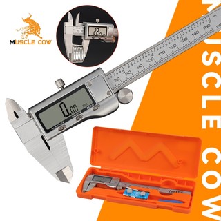 MUSCLE COW ดิจิตอลคาลิปเปอร์อุตสาหกรรม ขนาด 0.1-150 มม. ตัวเรือนสแตนเลสแท้ น้ำหนักเบา พกพาสะดวก พร้อมถ่าน