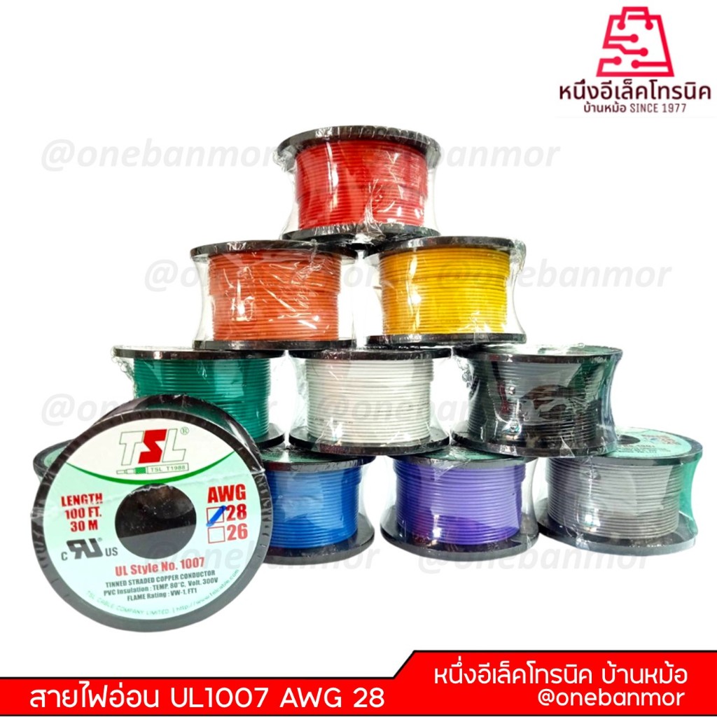 สายไฟ ขนาด AWG28 ความยาว 100 ฟุต สายไส้สีเงิน (ทองแดงชุบดีบุก) บัคกรีติดง่ายคุณภาพดี ออกใบกำกับภาษีได้