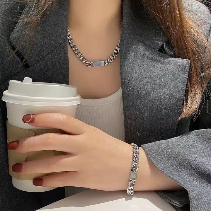 สร้อยข้อมือ-สร้อยคอคู่รัก ไทเทเนียมสแตนเลสแท้316Lแฟชั่นเรียบง่ายไม่ดำไม่ลอกสี ดีไซน์แฟชั่น SS59-SS60