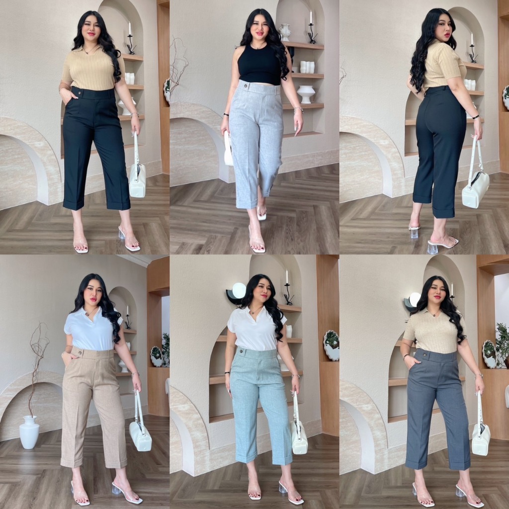 กางเกงขายาวขอบล้ำ รุ่น Mollypants06 : Plussizebymolly
