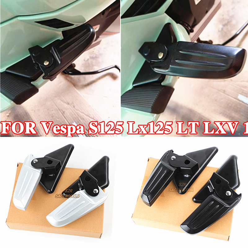ที่พักเท้าหลังอลูมิเนียม สีดำ สีเงิน สำหรับ Vespa S125 Lx125 LT LXV 1 คู่ LX 150