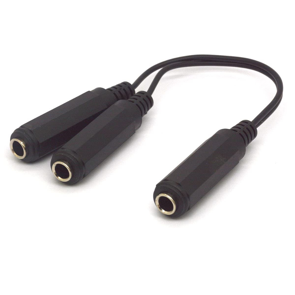 6.35 Cable Splitter, 6.35mm 1/4" Stereo Plug Female to Dual 6.35mm 1/4 Inch Mono TS Female Y Adapter