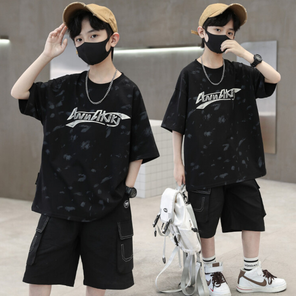+113 ชุดเซตเสื้อยืดสีดำ+กางเกงขาสั้นสีดำ