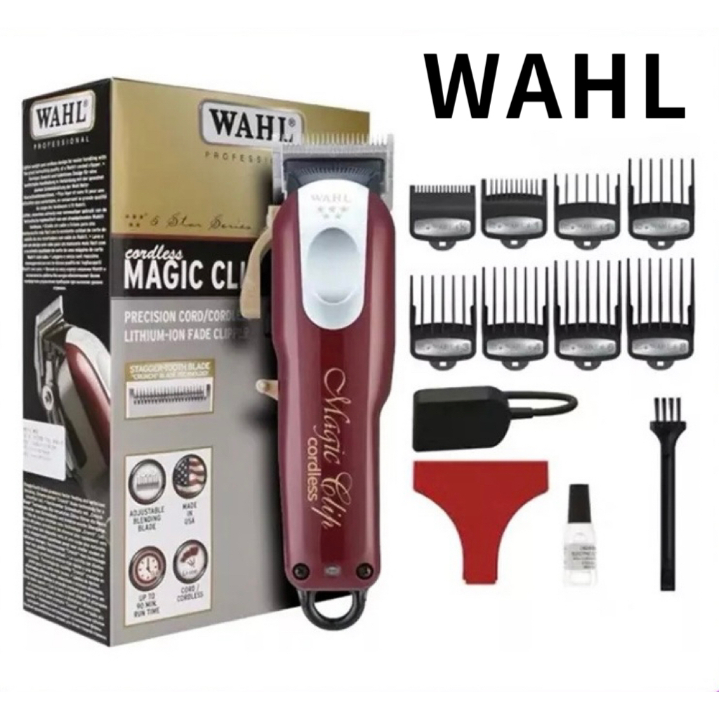 WAHL ปัตตาเลี่ยนไร้สาย แบบมืออาชีพ Wahl มีใบรับประกัน ใช้งานทนทาน ตัดผม เครื่องแรง วอลล์ แบตเตอเลี่ยน มีฟันรอง ตัดง่าย