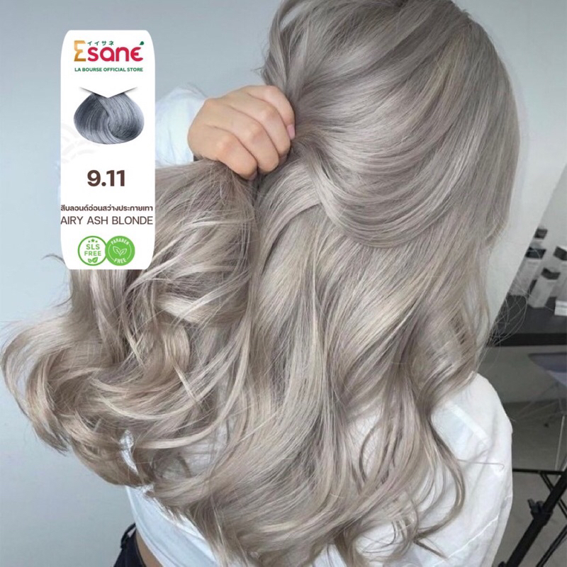 ESANE Hair Color Cream  อีซาเน่ แฮร์คัลเลอร์ ครีม 100มล. 9.11 Airy ash blonde สีบลอนด์อ่อนสว่างประกา