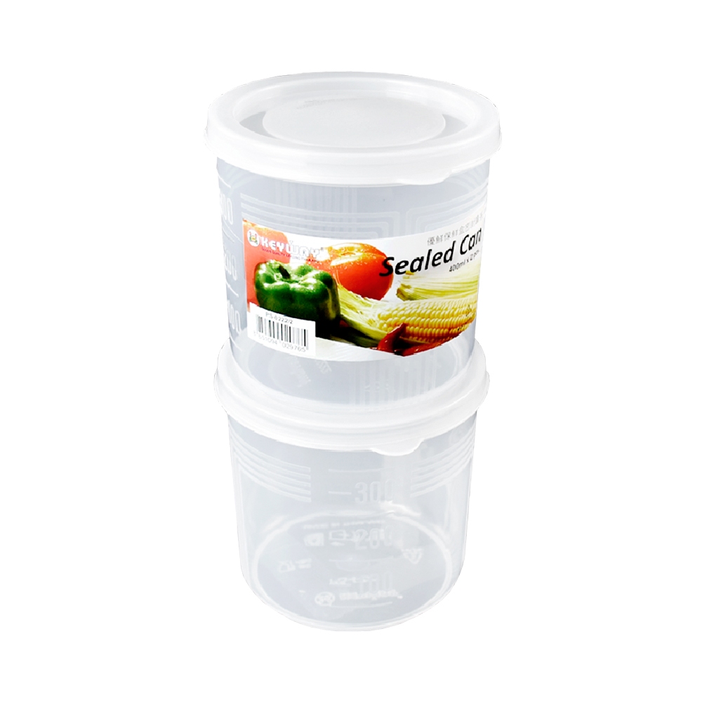 กระปุกกลมใสพร้อมฝาปิด 2 ใบ ขนาด 400 ml./ใบ No.PS-0222/2 KEYWAY
