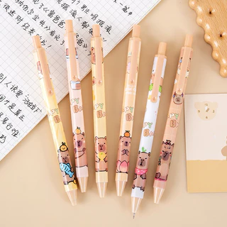 [ยกกล่อง] ปากกา คาปิบาร่า แบบกด SET 6 แท่ง น่ารักมากๆ ปากกากด เครื่องเขียน ออก ใบเสร็จ ใบกำกับภาษีได้