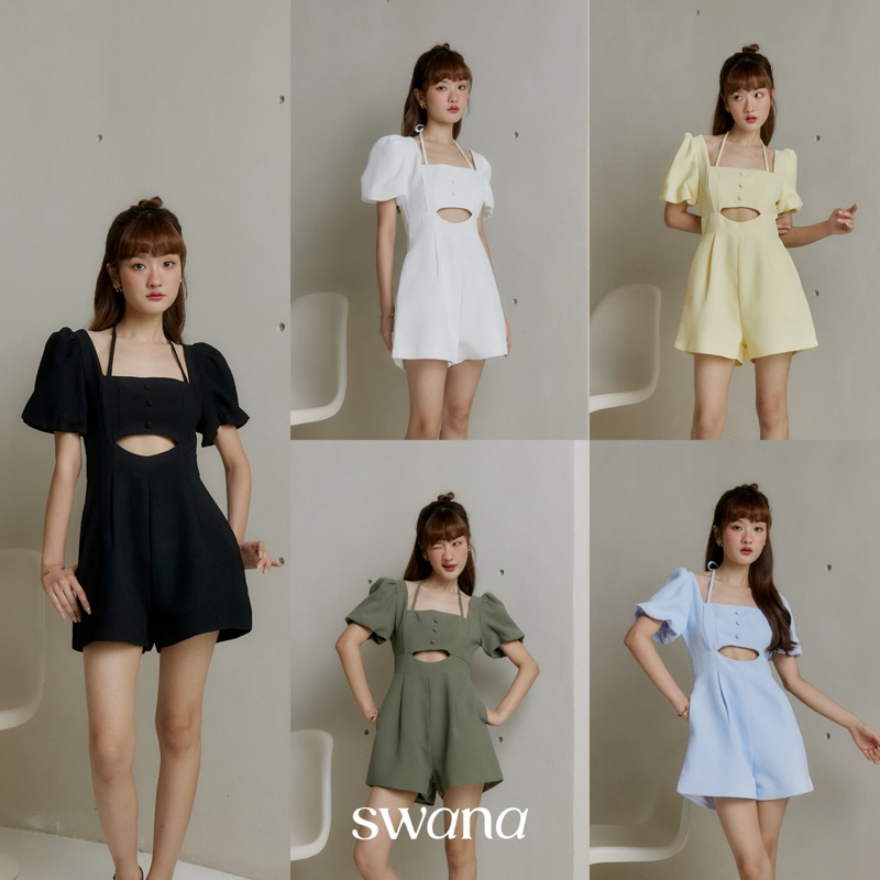 “ Waffle jumpsuite “(XS-XL) 🍪🧇 จั้มสูทขาสั้น - Swana.ss