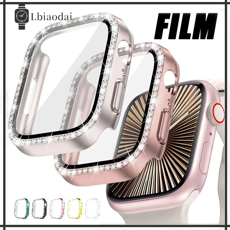 แวววาวกรณีการหมุนฝาครอบป้องกันหน้าจอ for Apple Watch Series 11 10 9 8 7 6 5 4 Iwatch 46mm 38mm 40mm 41mm 42mm 44mm 45mm