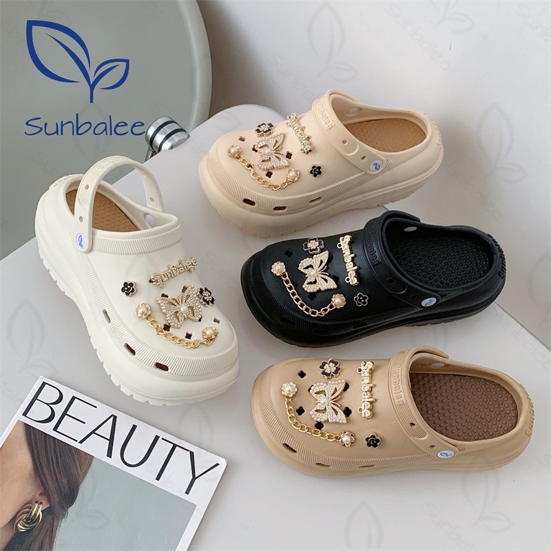 SUNBALEE 🐰 SUN8694 รองเท้าหัวโต แถมตัวติดรุ่นใหม่ สูง 8 CM รองเท้าแบบสวม รองเท้ารัดส้น วัสดุ EVA สินค้าพร้อมส่ง