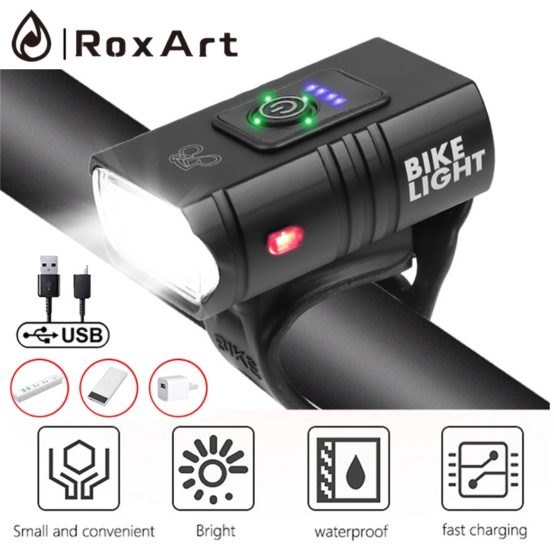 Roxart ฟหน้าจักรยาน ไฮไลท์ กันน้ํา T6 ไฟ LED จักรยาน 10W 1200LM 6 โหมด USB ชาร์จ MTB โคมไฟด้านหน้า