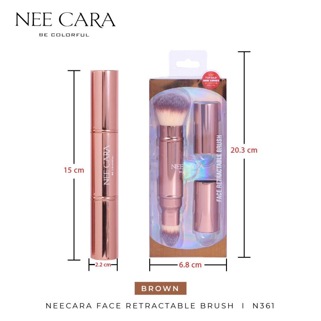 NEECARA FACE RETRACTABLE BRUSH I N361 แปรงแต่งหน้า มี 2 หัว พร้อมที่เก็บ ราคา ถูกที่สุด ดีลบีเคเค แกลเลอรีภาพที่ 4