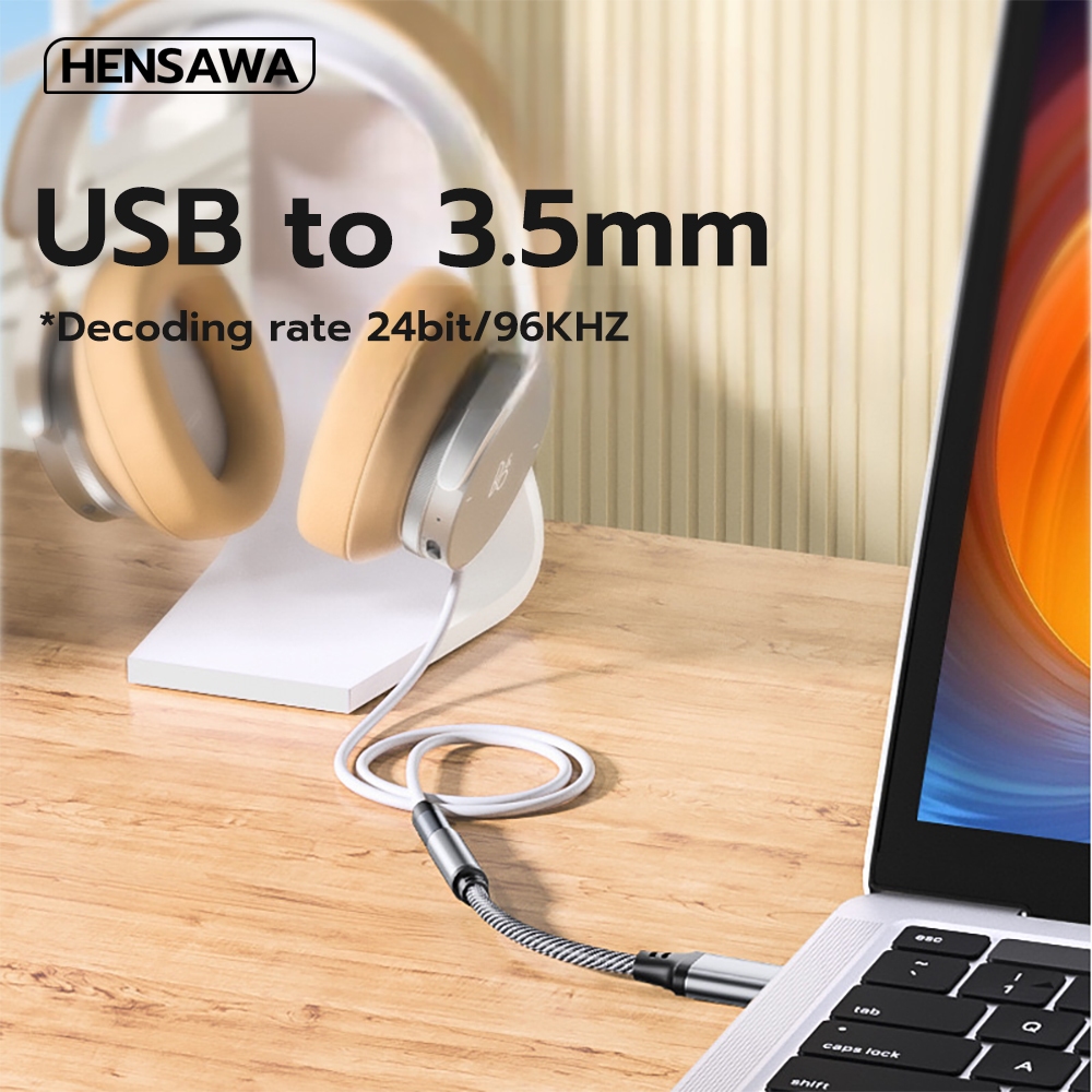 HENSAWA รุ่นAD193 USB External Sound Card 3.5mm Jack Female Audio Adapter Headphone Adapter for PC Laptop รูปที่ 2