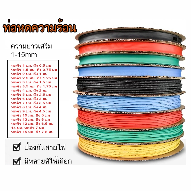 * โรงงานขายตรง * ท่อหดตัวดี / หนาม้วน(1 ม้วน) \# เลือกขนาด 1 ถึง 15 มม. สายเคเบิลสายชาร์จแจ็คเก็ต