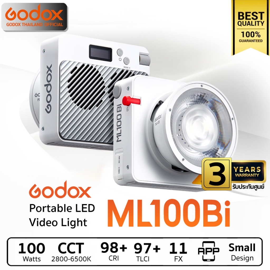 Godox LED ML100Bi 100W Bi-Color 2800-6500K Portable - Godox Mount ( ML-GB ) / Godox Thailand