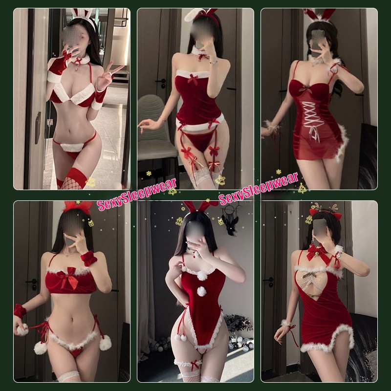 sexyชุดคริสมาส ชุดอยู่บ้าน ล่อลวงสามี กำมะหยี่ ลูกไม้ ตาข่าย หลายสไตล์ เซ็กซี่ พร้อมส่งจากไทย