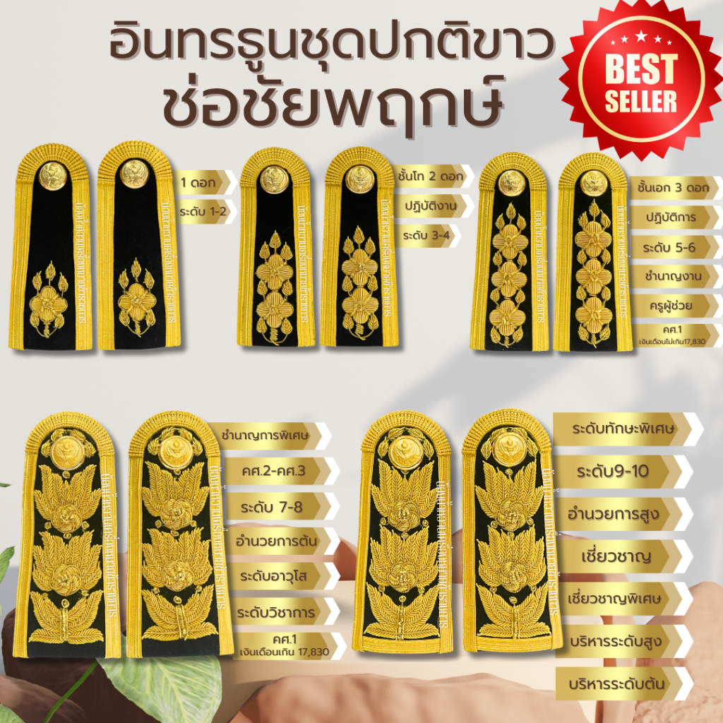 กระดานบ่า อินทรธนูชุดขาวข้าราชการ ช่อชัยพฤกษ์