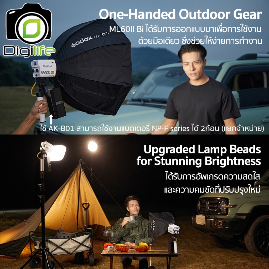 Godox LED ML60II Bi 70W Bi-Color 2800K-6500K - Godox Mount - รับประกันศูนย์ Godox Thailand 3 ปี / Digilife