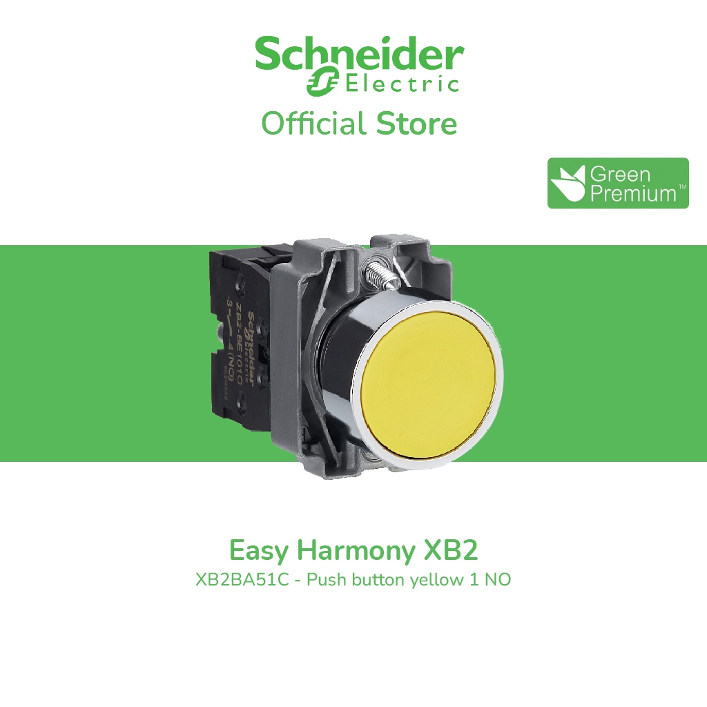 Schneider Electric Easy Harmony XB2 Push button yellow 1 NO - XB2BA51C สินค้าในชุดประกอบด้วย ZB2BA5C