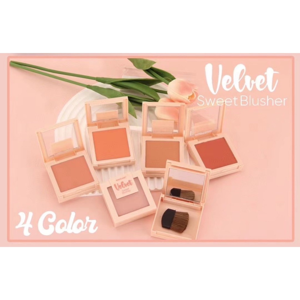 (JH3783) HASAYA GIRL Velvet Sweet Blusher บรัชออน สีสวย ติดทน พร้อมแปรงและกระจก (ขนาด 8 ก.)