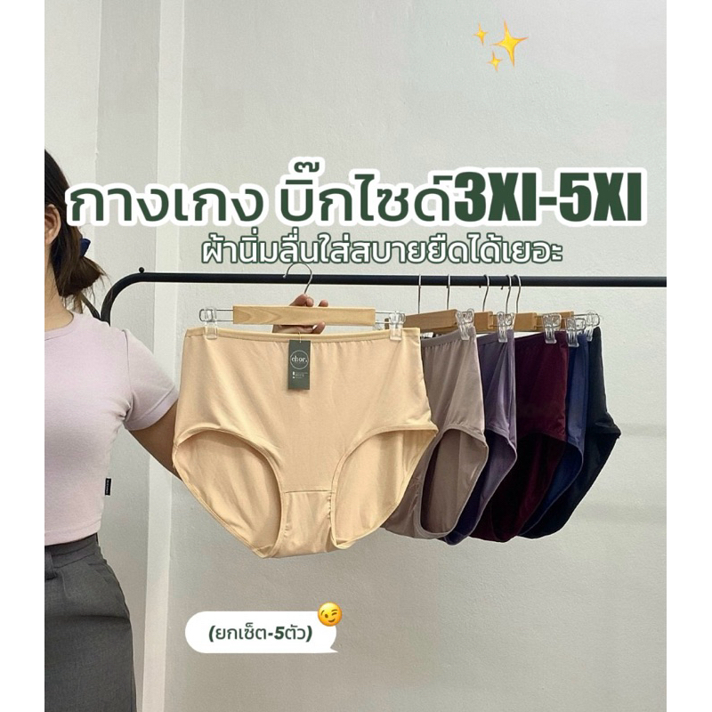 1757#(ยกเซ็ต-5ตัว) 3Xl-5Xlกางเกงชั้นในบิ๊กซีไซส์ใหญ่ ผ้านิ่มลื่นใส่สบาย