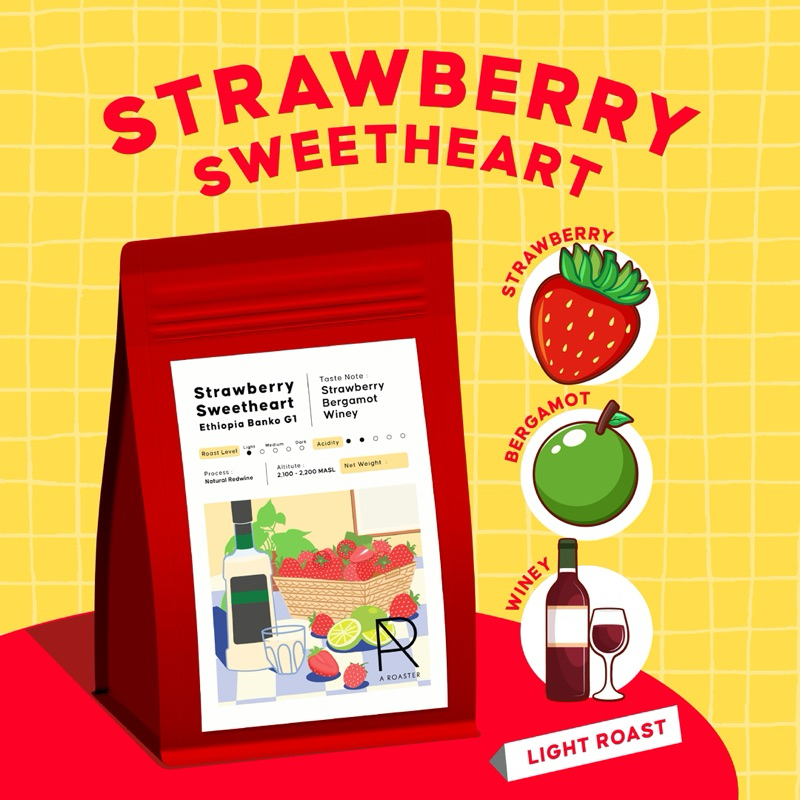 ETHIOPIA G1 STRAWBERRY SWEETHEART เมล็ดกาแฟคั่วอ่อนเอธิโอเปีย สตอเบอรี่ A ROASTER