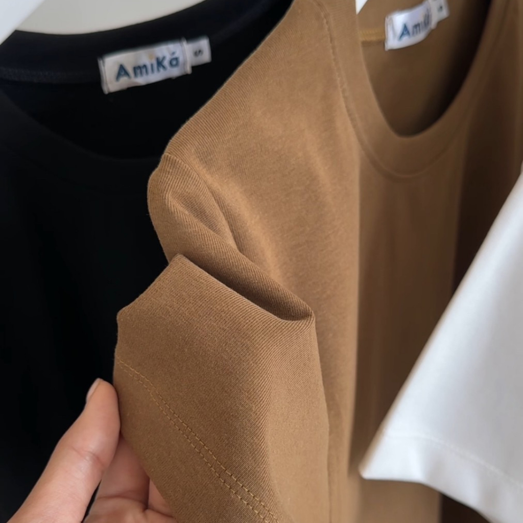 Uni Basic เสื้อยืดผู้หญิง ทรงเบสิค ผ้าคอตตอนยูนิ (มี4 ไซส์) รูปที่ 5
