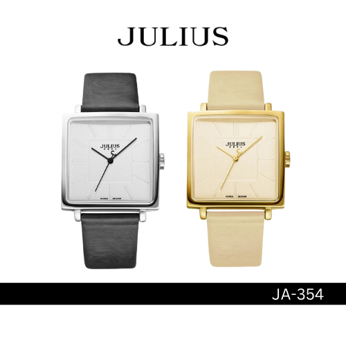 Julius JA-354 นาฬิกาข้อมือผู้หญิง มี 2 สี สายหนัง หน้าปัดสี่เหลี่ยม แบรนด์เกาหลี ของแท้ ประกัน 1 ปี