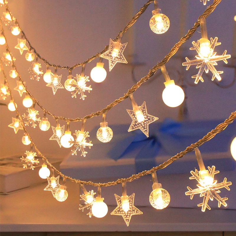 🎄🎇ไฟตกแต่ง ตกแต่งคริสมาส🎅ไฟแต่งสวน คริสต์มาสไฟนางฟ้า หลากสีไฟเกล็ดหิมะ LED สำหรับตกแต่งบ้าน