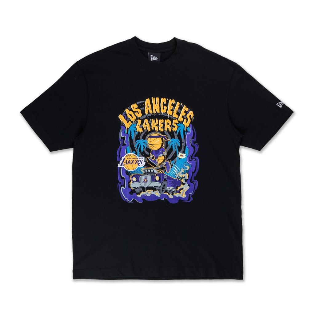 New Era เสื้อยืดแขนสั้นรุ่น Los Angeles Lakers NBA Gnarly Oversized Black Short Sleeve T-Shirt