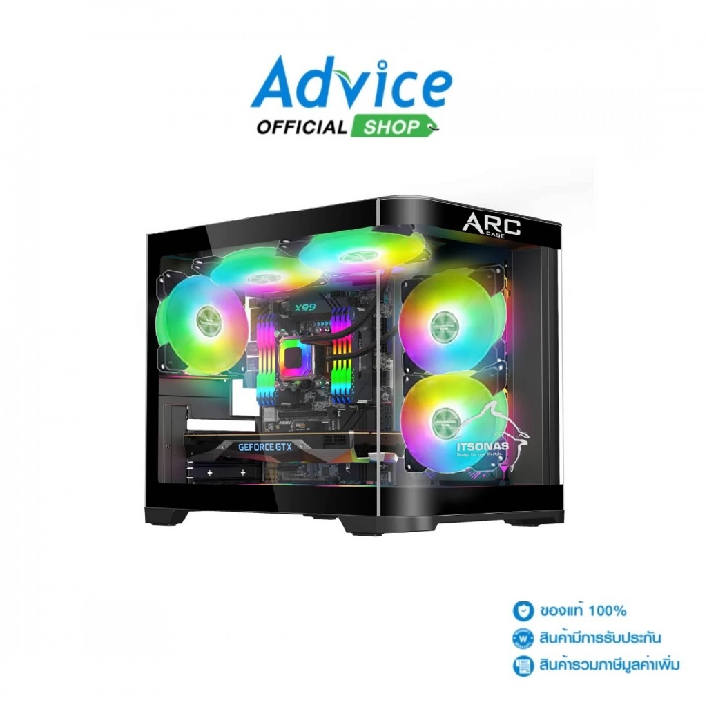 ITSONAS mATX CASE (เคสคอมพิวเตอร์) (NP) ARC ARGB BLACK - A0164084