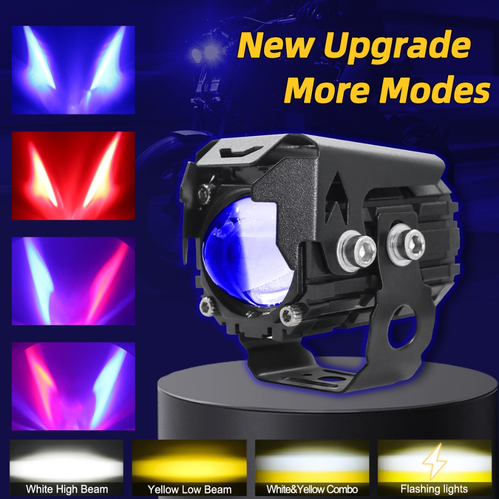 7 โหมด ไฟขับรถขนาดเล็ก อัพเกรดคู่ (2 ชิ้น) LED High Beam และลำแสงต่ำพร้อมกระพริบ Universal