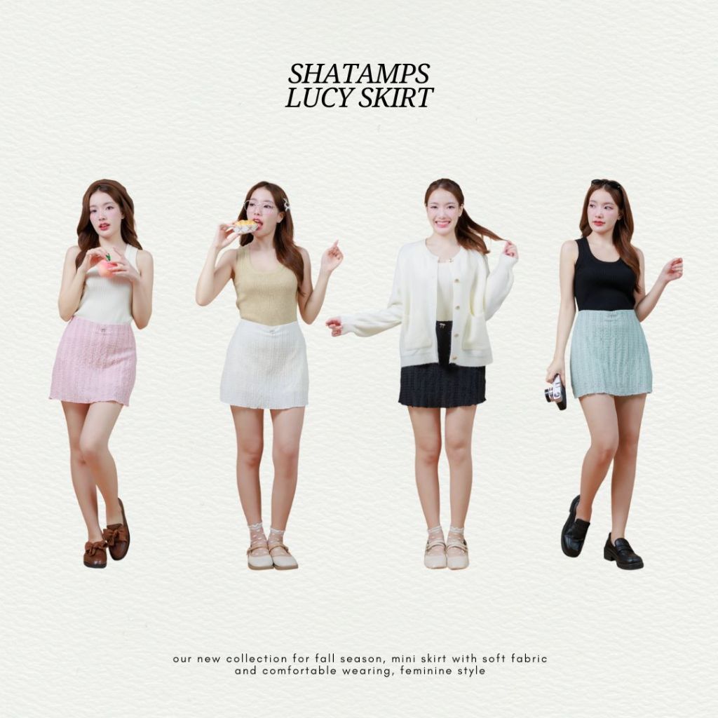 เหลือ 273 เก็บโค้ด shopee ลด30% | shatamps lucy mini skirt กระโปรงสั้น กระโปรงมีซับใน