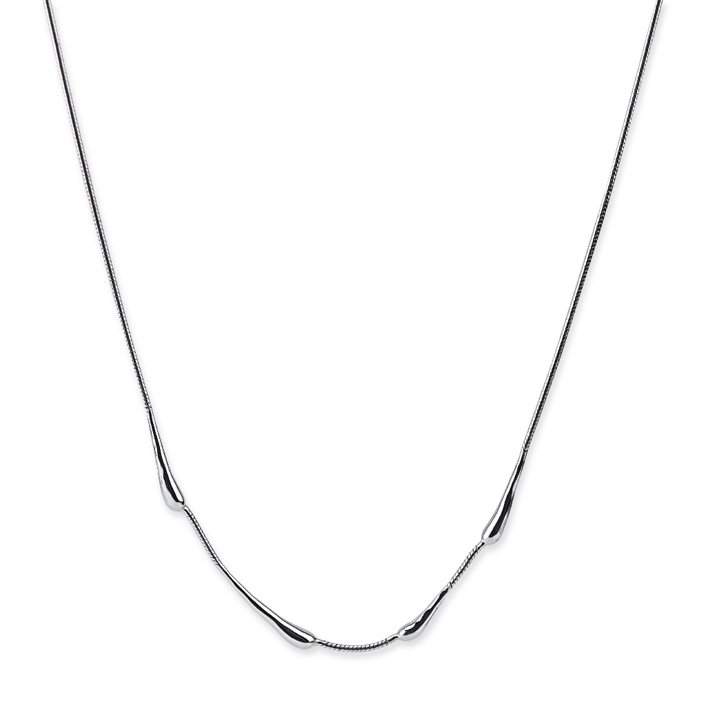 Patiara Droplet-ing Necklace สร้อยคอดีไซน์หยดน้ำ เงินแท้ชุบทองคำขาว