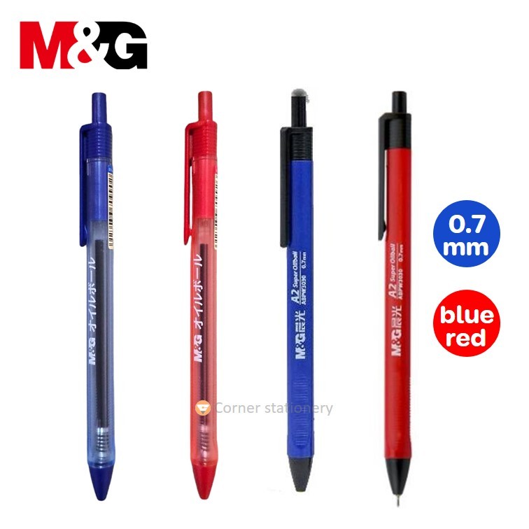 ปากกาลูกลื่น A2 ด้าม ทึบ / A20 ด้ามใส หมึกน้ำเงิน 0.7 มม.ตราเอ็มแอนด์จี M&G ABPW3030 (1 ด้าม)