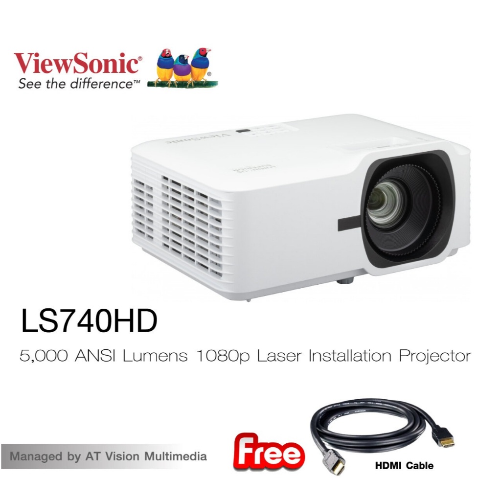 ViewSonic LS740HD 5000 Lumens 1080p Laser Projector with 1.3x Optical Zoom, H/V Keystone, 4 Corner A