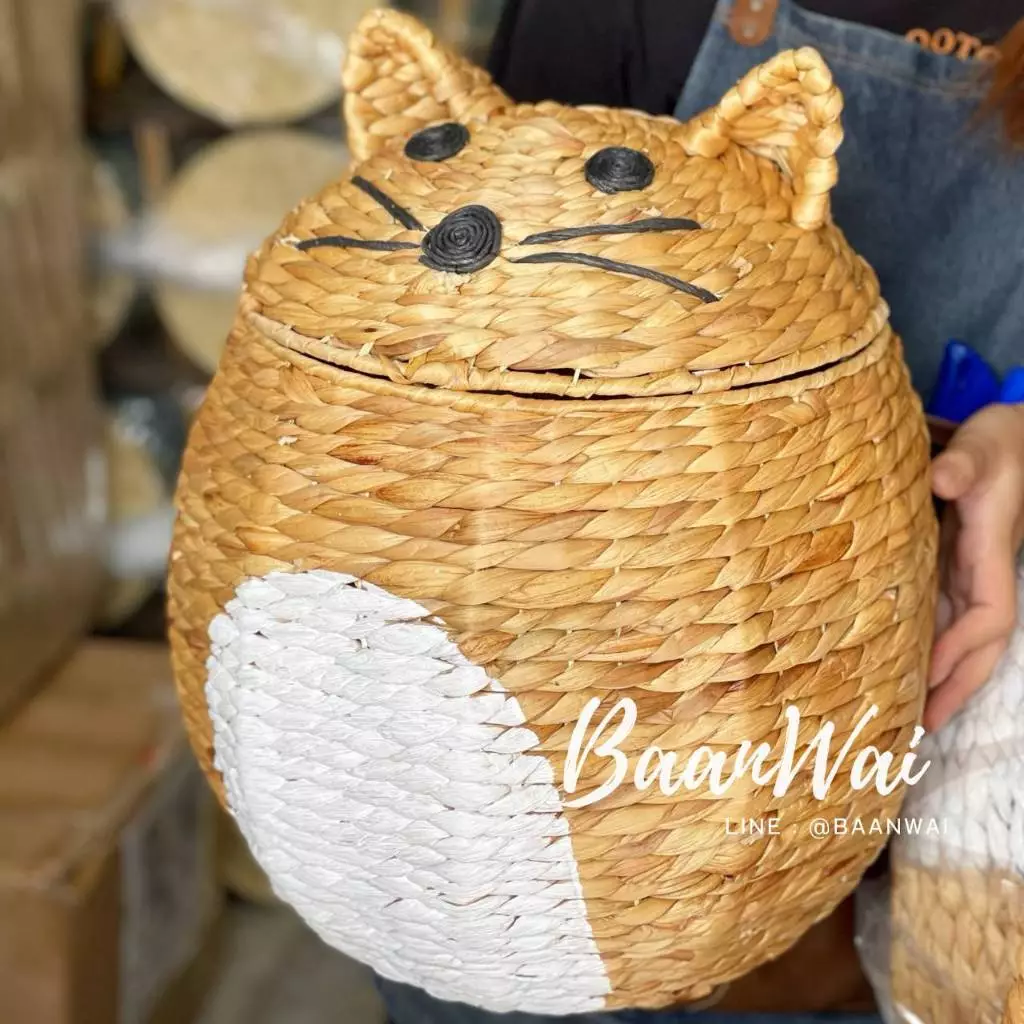 บ้านหวาย-ตะกร้าแมว ตะกร้าหมี มีฝาปิด