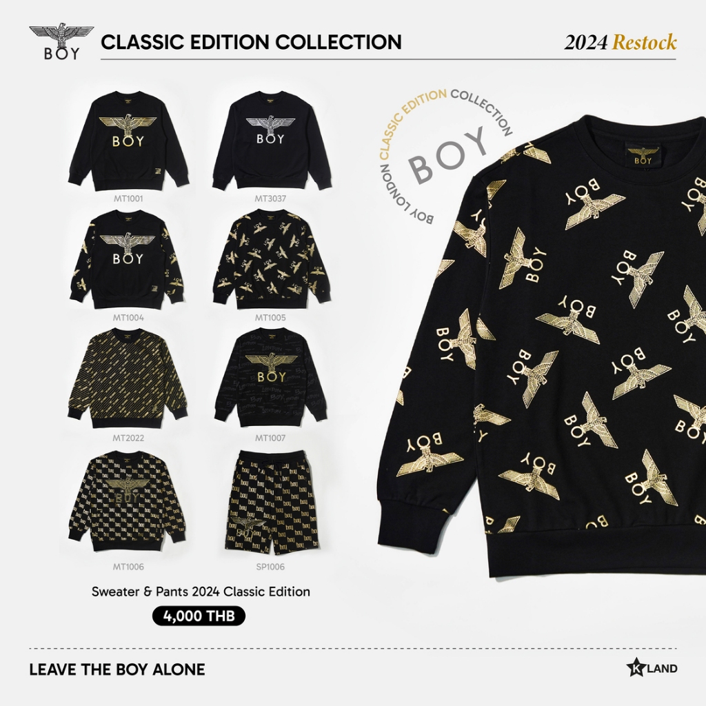 BOY LONDON CLASSIC SWEATER เสื้อแขนยาว คลาสสิก โลโก้ บอย ลอนดอน