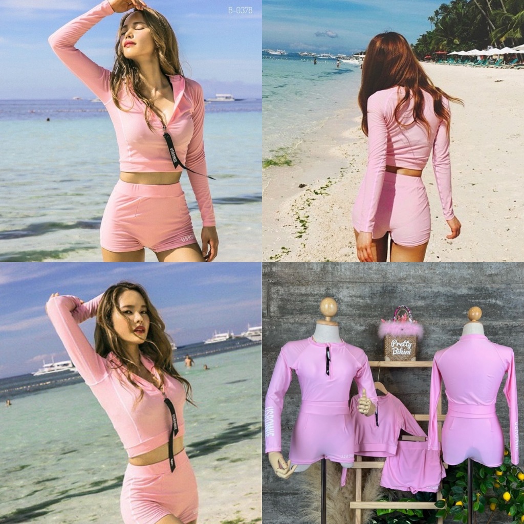 [ สินค้าพร้อมส่ง ไม่ต้องรอพรีออเดอร์ ] B-0378 ตกหลุมรักอย่างหนักเลยค่ะ แขนยาว แนวสปอร์ต สวย เท่ห์ เก๋มีสไตล์ ชมพูน่ารัก