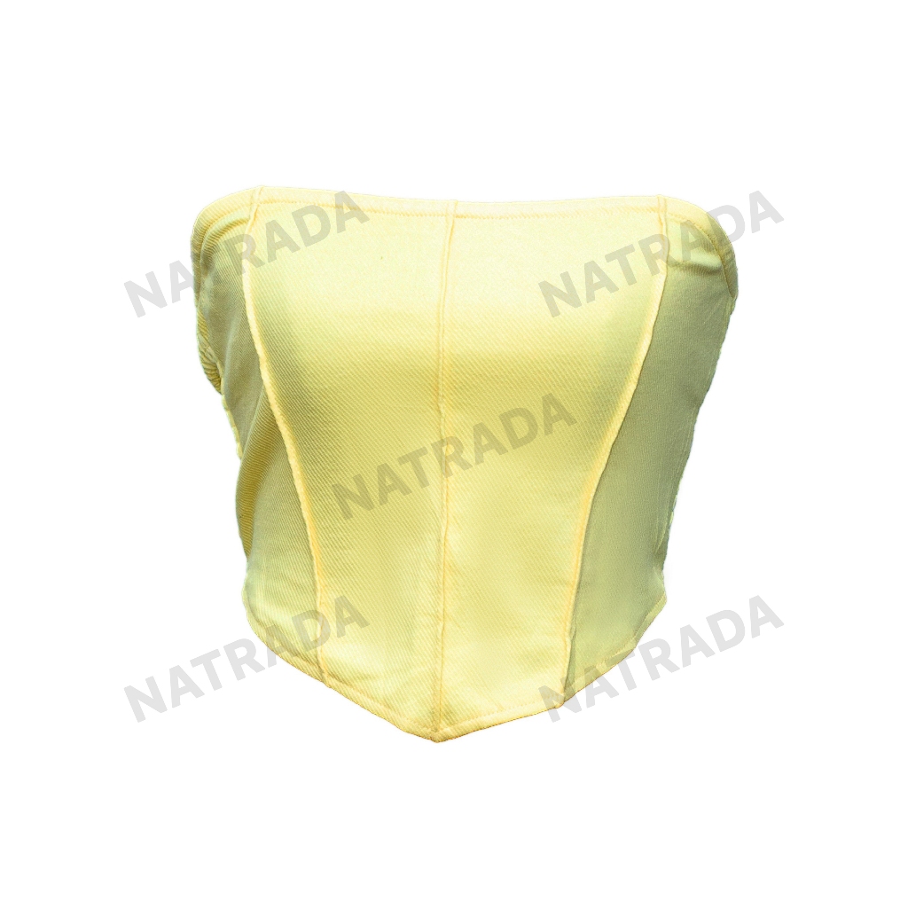 Natrada Corset Style Crop Top | Yellow เสื้อครอปเกาะอก สายฝอ สไตล์คอเซ็ท