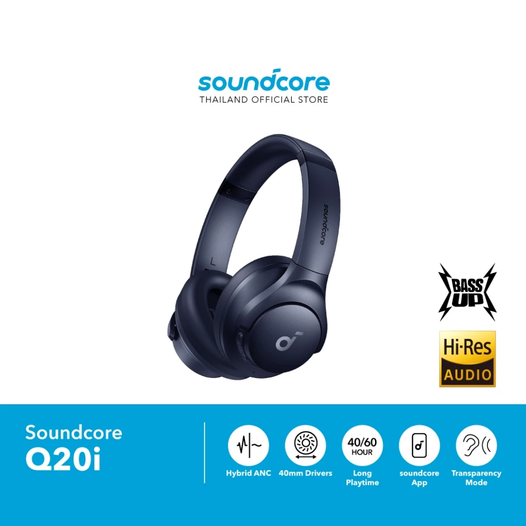 Soundcore Q20i หูฟังครอบหู หูฟังไร้สาย หูฟังบลูทูธ ตัดเสียงรบกวน Hybrid Active Noise Cancelling Headphones