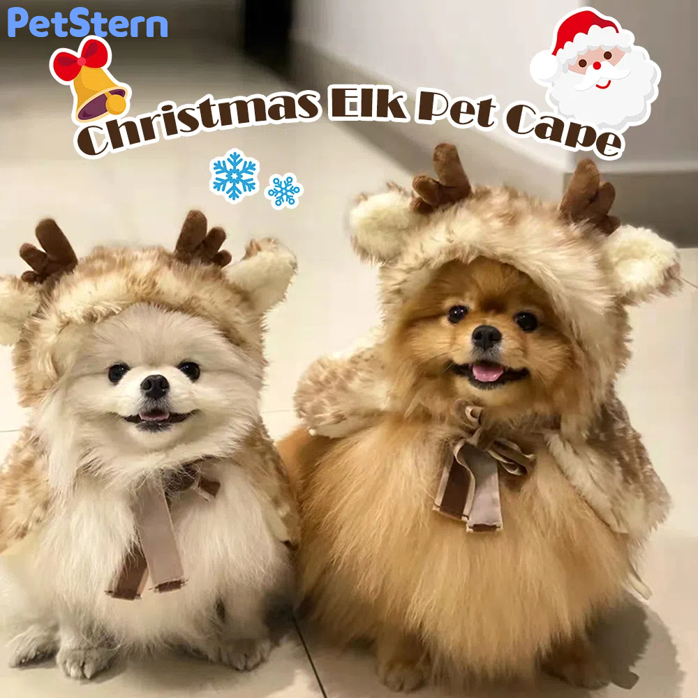 PetStern เครื่องแต่งกายสำหรับสัตว์เลี้ยงคริสต์มาสเสื้อคลุมกวางเสื้อ คลุมที่อบอุ่นเ Pet Christmas Cloak