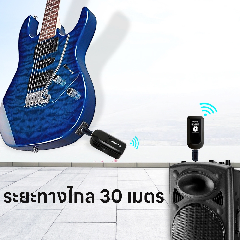 ระบบกีต้าร์ไร้สาย 2.4GHZ เครื่องส่งสัญญาณกีต้าร์ไฟฟ้าพร้อมแบตเตอรี่ลิเธียมแบบชาร์จไฟได้ในตัวสำหรับ 6.5mm&3.5mm สวิตช์ ราคา ถูกที่สุด ดีลบีเคเค แกลเลอรีภาพที่ 4