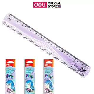 ไม้บรรทัดงอได้ Deli ไม้บรรทัด 30cm. งอได้ ไม่หัก เครื่องเขียนสำหรับนักเรียน อุปกรณ์การเรียน (คละสี 1 ชิ้น)